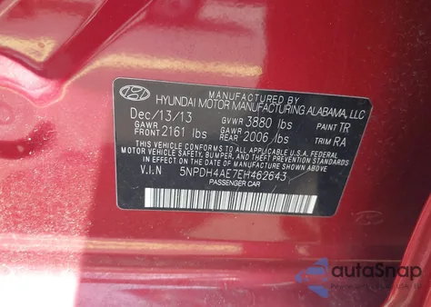 2014 Hyundai Elantra Se из США, поврежденный, VIN 5NPDH4AE7EH462643